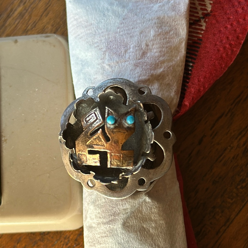 Cat Designed Silver And Gold Ring.